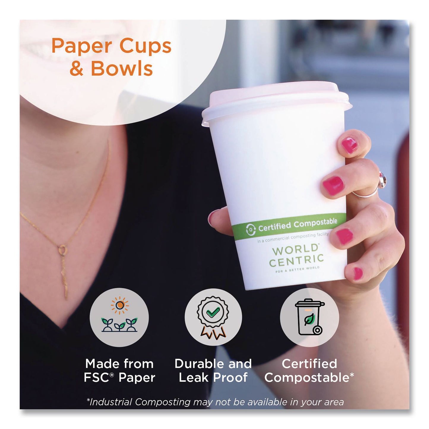 World Centric® Paper Hot Cups, 12 oz, Natural, 20/Pack (WORCURTPA12)