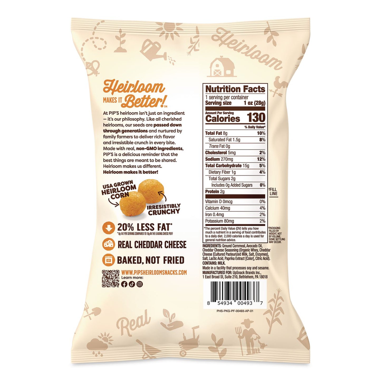 Pip's Heirloom Snacks™ Real Cheddar Cheese Balls, 1 oz Bag, 24/Carton (PHRPSK00493)