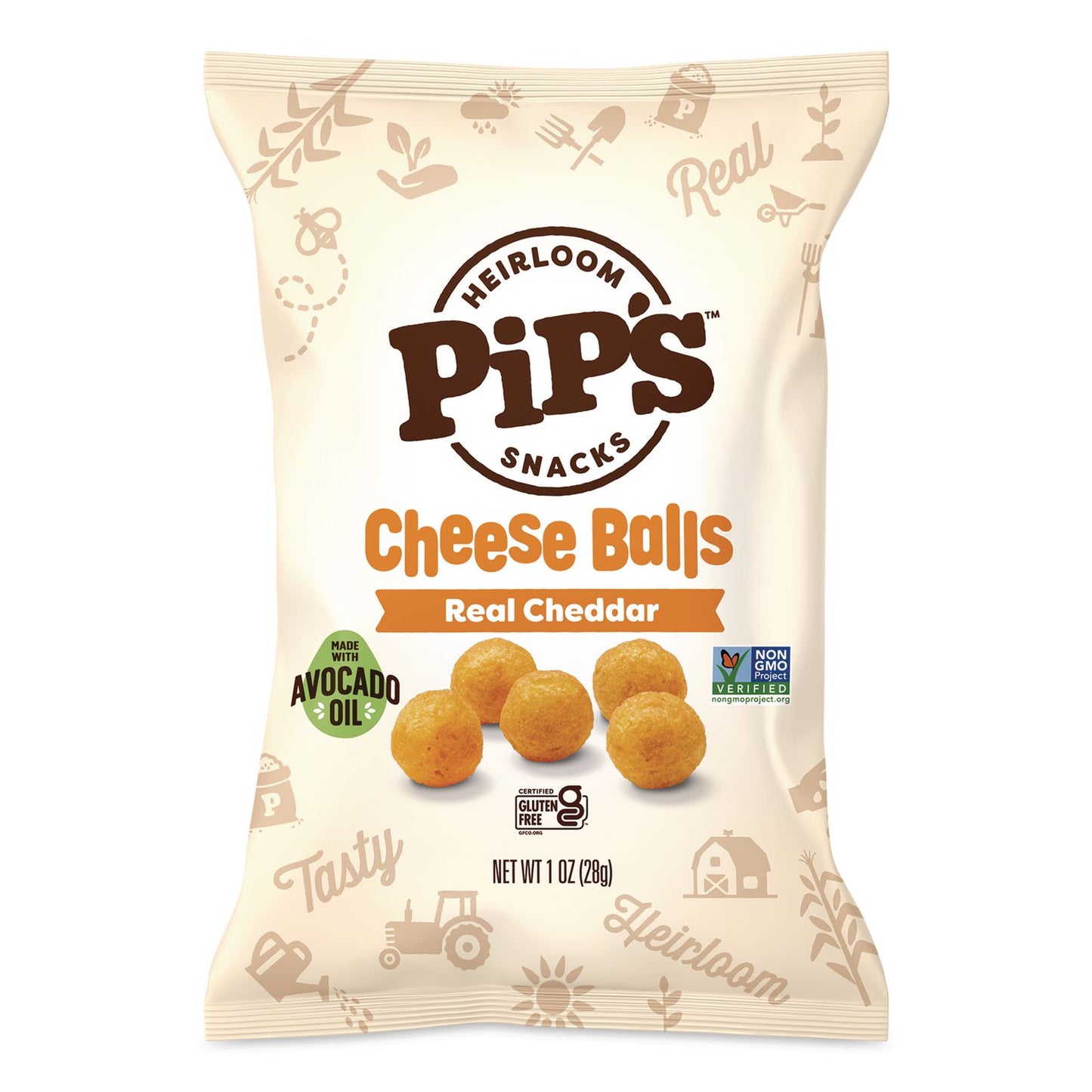 Pip's Heirloom Snacks™ Real Cheddar Cheese Balls, 1 oz Bag, 24/Carton (PHRPSK00493)