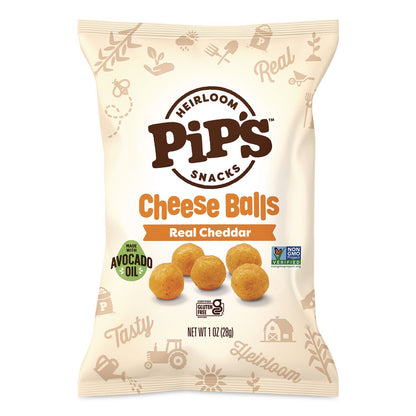 Pip's Heirloom Snacks™ Real Cheddar Cheese Balls, 1 oz Bag, 24/Carton (PHRPSK00493)