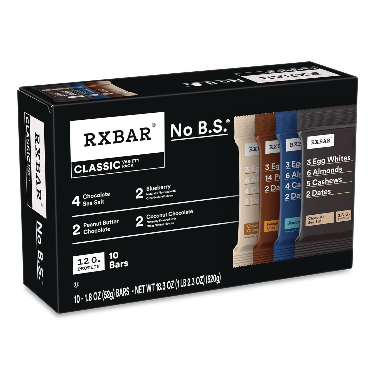 RXBAR® Adult Bars Variety Pack, 1.8oz Bar, (4) Chocolate Sea Salt, (2) Blueberry, (2) Coconut Chocolate, (2) Peanut Butter Chocolate (RXBKEE00725)