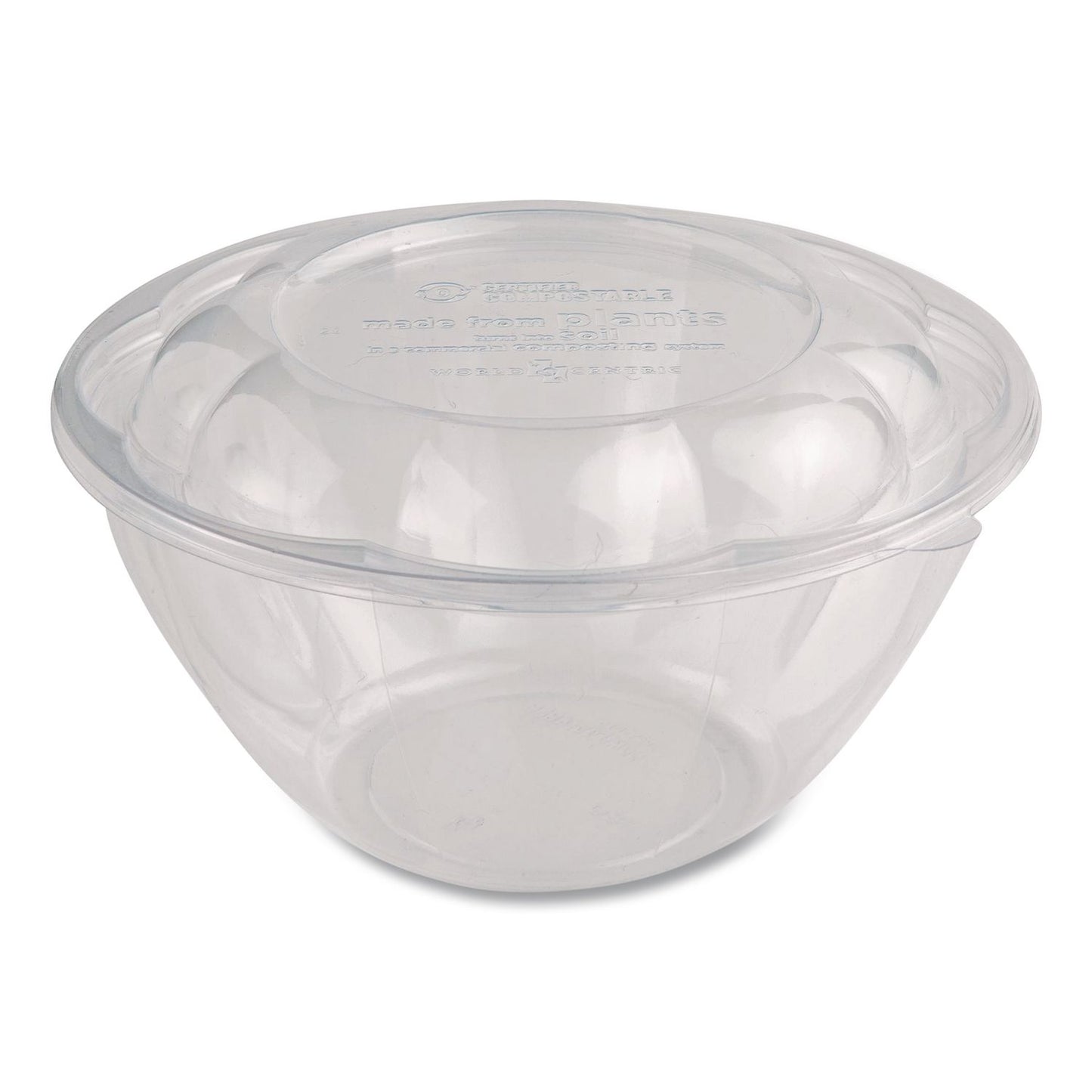World Centric® PLA Salad Bowls, 32 oz, 6.7" dia x 3.3" h, Clear, Plastic, 600/Carton (WORSBCS32)