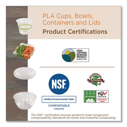 World Centric® PLA Salad Bowls, 32 oz, 6.7" dia x 3.3" h, Clear, Plastic, 600/Carton (WORSBCS32)