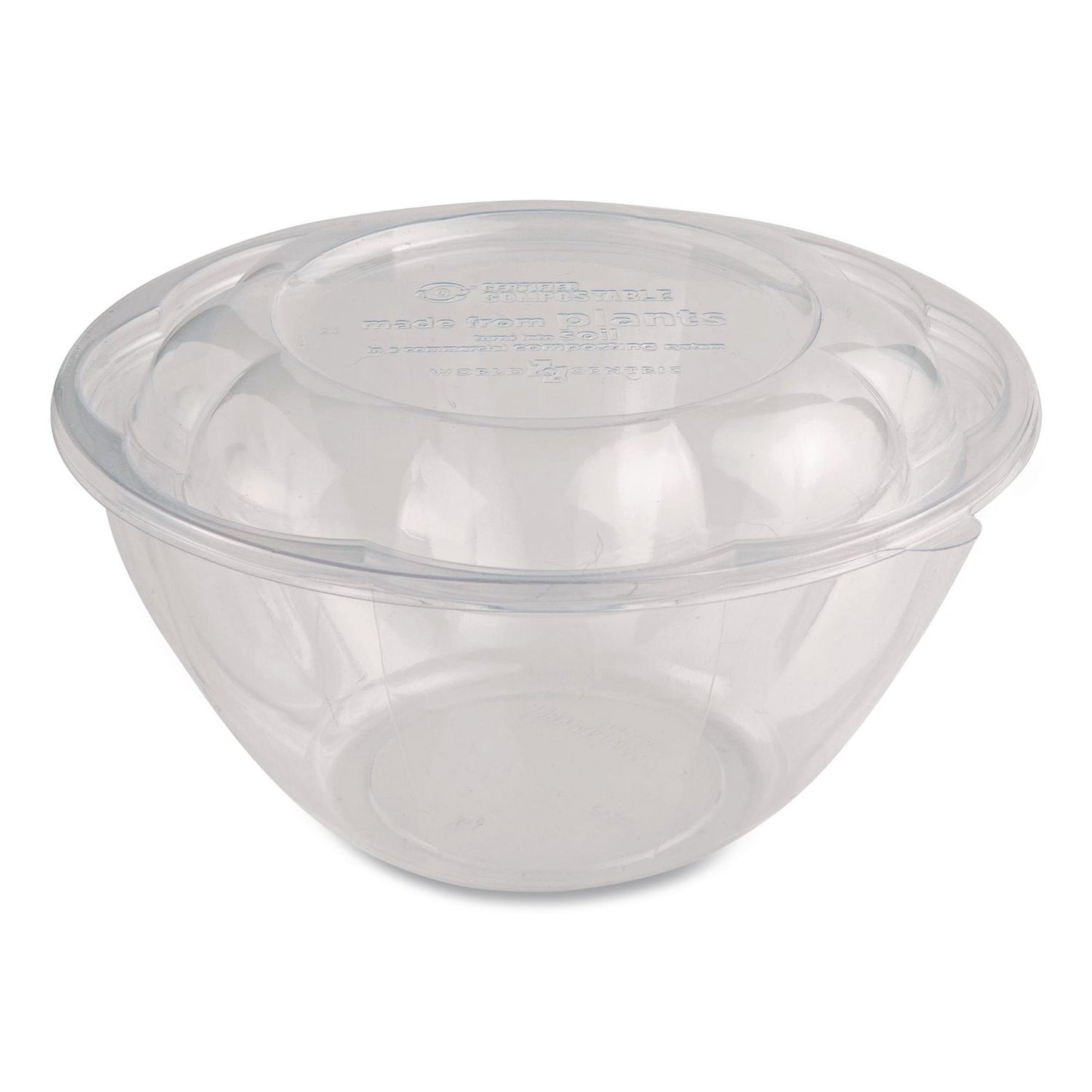 World Centric® PLA Salad Bowl Lids, 5.4" dia x 0.8"h, Clear, Plastic, 450/Carton (WORSBLCS16)