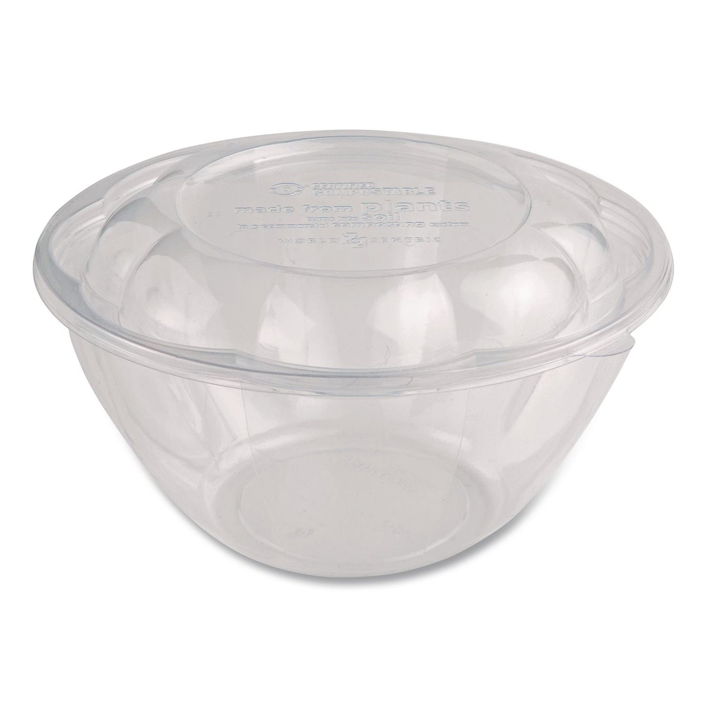 World Centric® PLA Salad Bowl Lids, 6.8" dia x 0.8" h, Clear, Plastic, 600/Carton (WORSBLCS32)