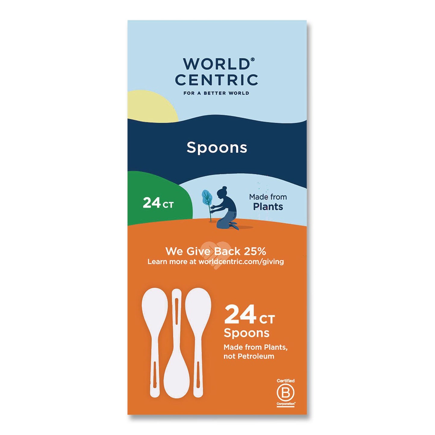World Centric® TPLA Cutlery, Medium Heavyweight, Spoon, Plastic, Light Beige, 24/Pack (WORSPPSR)