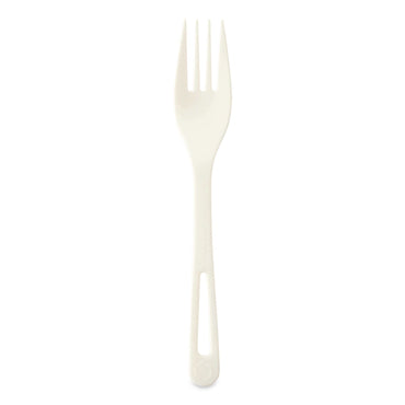 World Centric® TPLA Cutlery, Medium Heavyweight, Fork, Plastic, Light Beige, 24/Pack (WORFOPSR)