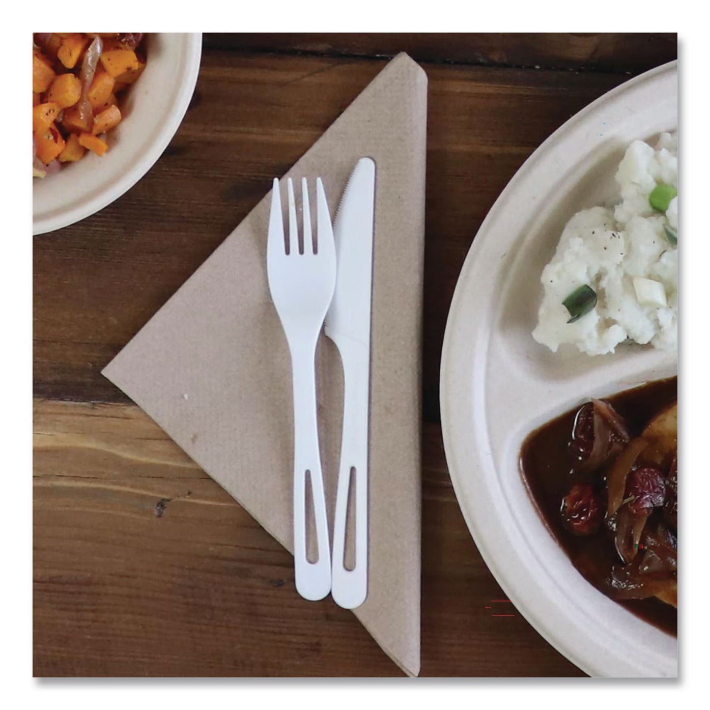World Centric® TPLA Cutlery, Medium Heavyweight, Fork, Plastic, Light Beige, 24/Pack (WORFOPSR)
