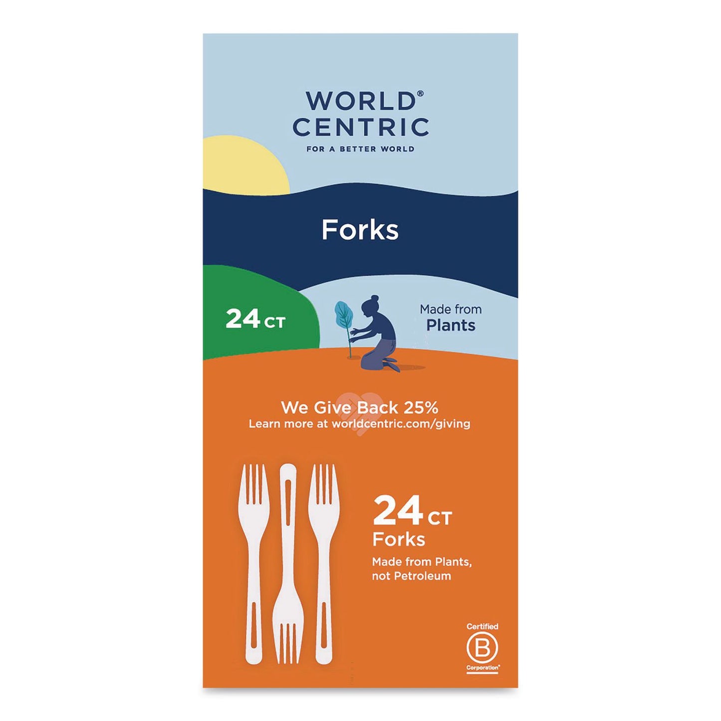 World Centric® TPLA Cutlery, Medium Heavyweight, Fork, Plastic, Light Beige, 24/Pack (WORFOPSR)