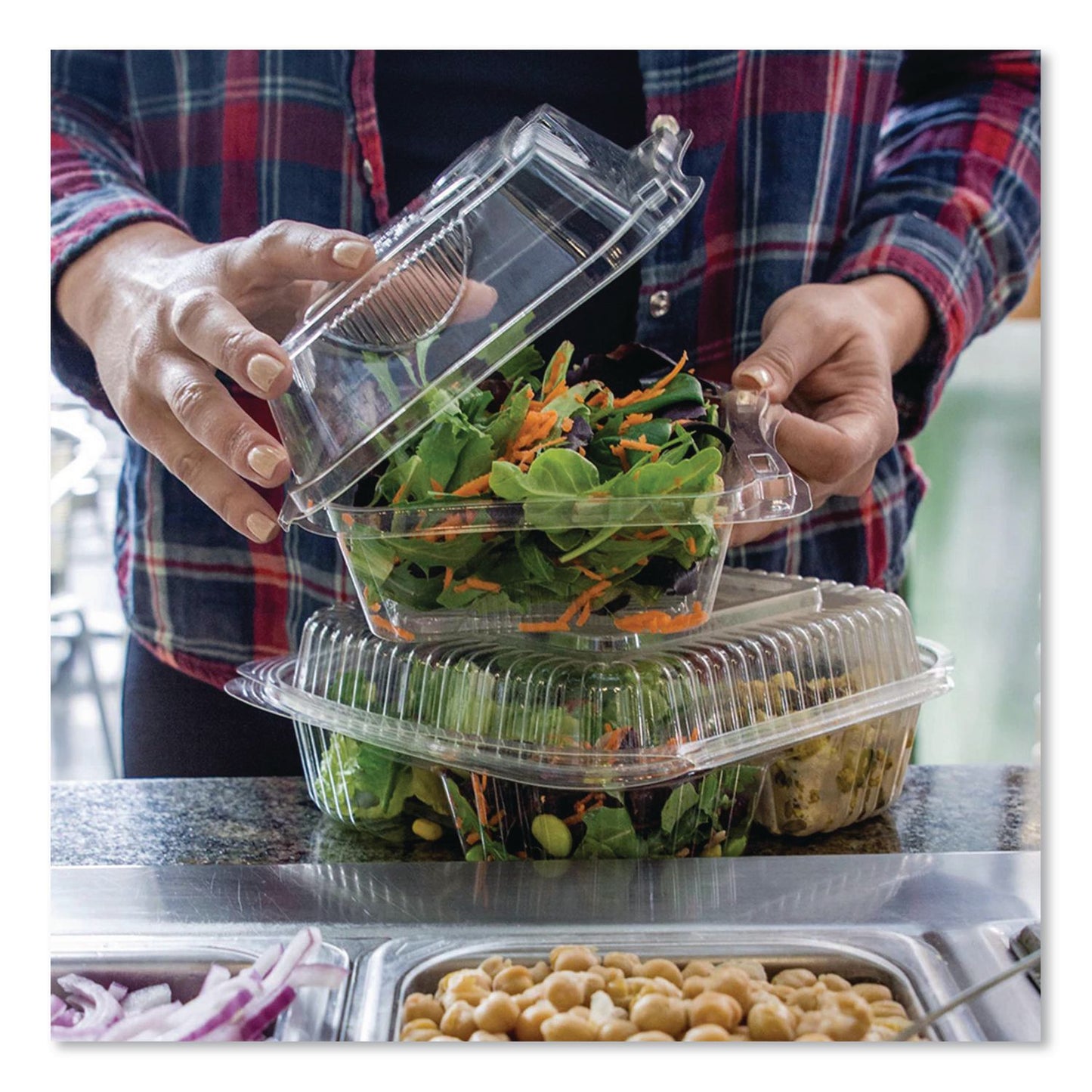 World Centric® PLA Hinged Clamshells, 19 oz, 5.9 x 6.4 x 3.5, Clear, Plastic, 500/Carton (WORKLCS6N)
