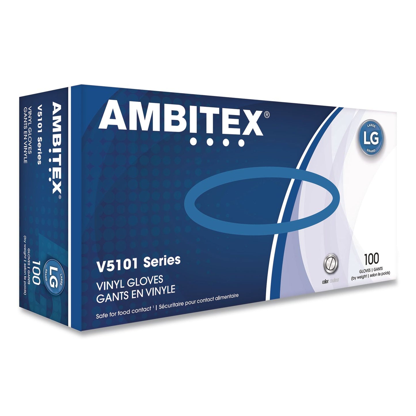 AMBITEX® V5101 Series Latex-Free Lightly Powdered Vinyl Gloves, Large, 3 mil Thick, 9" Long, Clear, 1,000/Carton (TXIVLG5101CT)