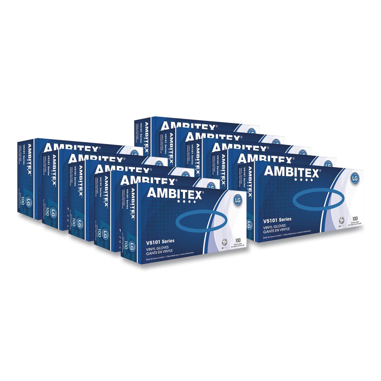 AMBITEX® V5101 Series Latex-Free Lightly Powdered Vinyl Gloves, Large, 3 mil Thick, 9" Long, Clear, 1,000/Carton (TXIVLG5101CT)