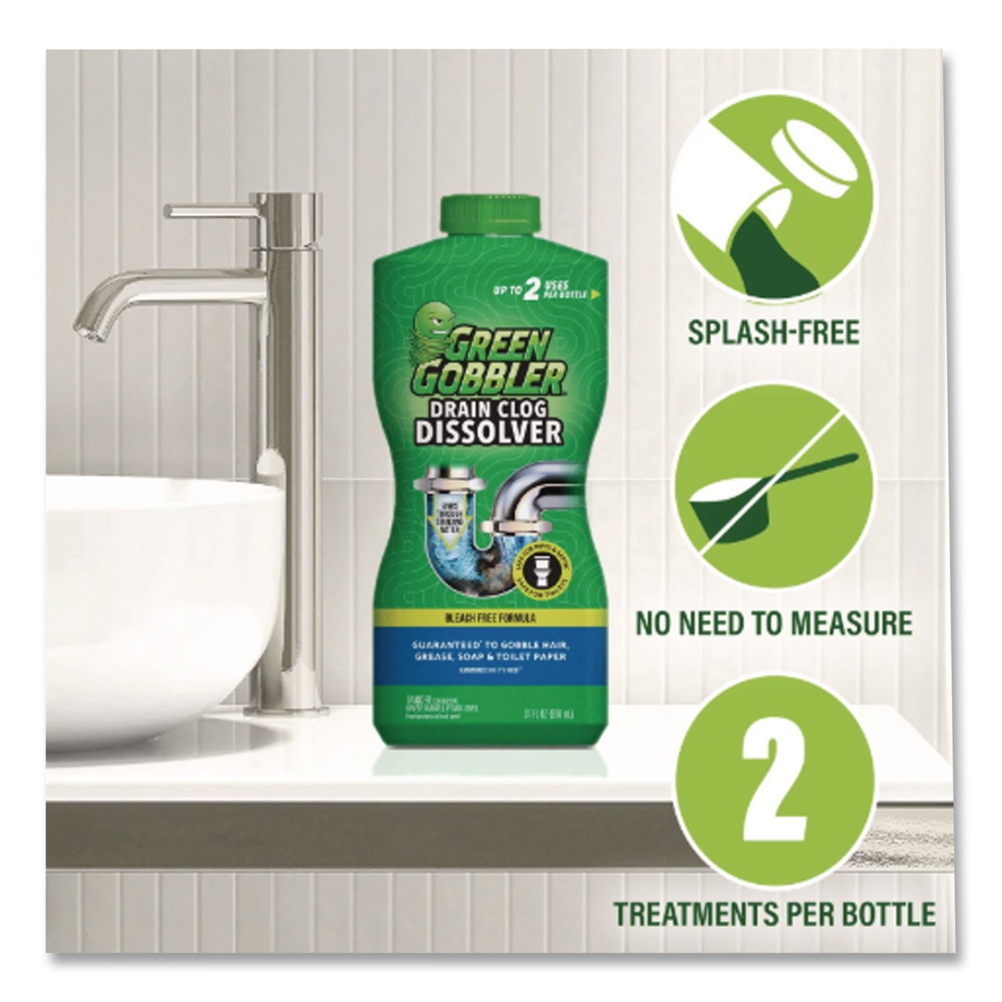 WEIMAN® Green Gobbler Drain Clog Dissolver, 31 oz Bottle (WMNG8015J)
