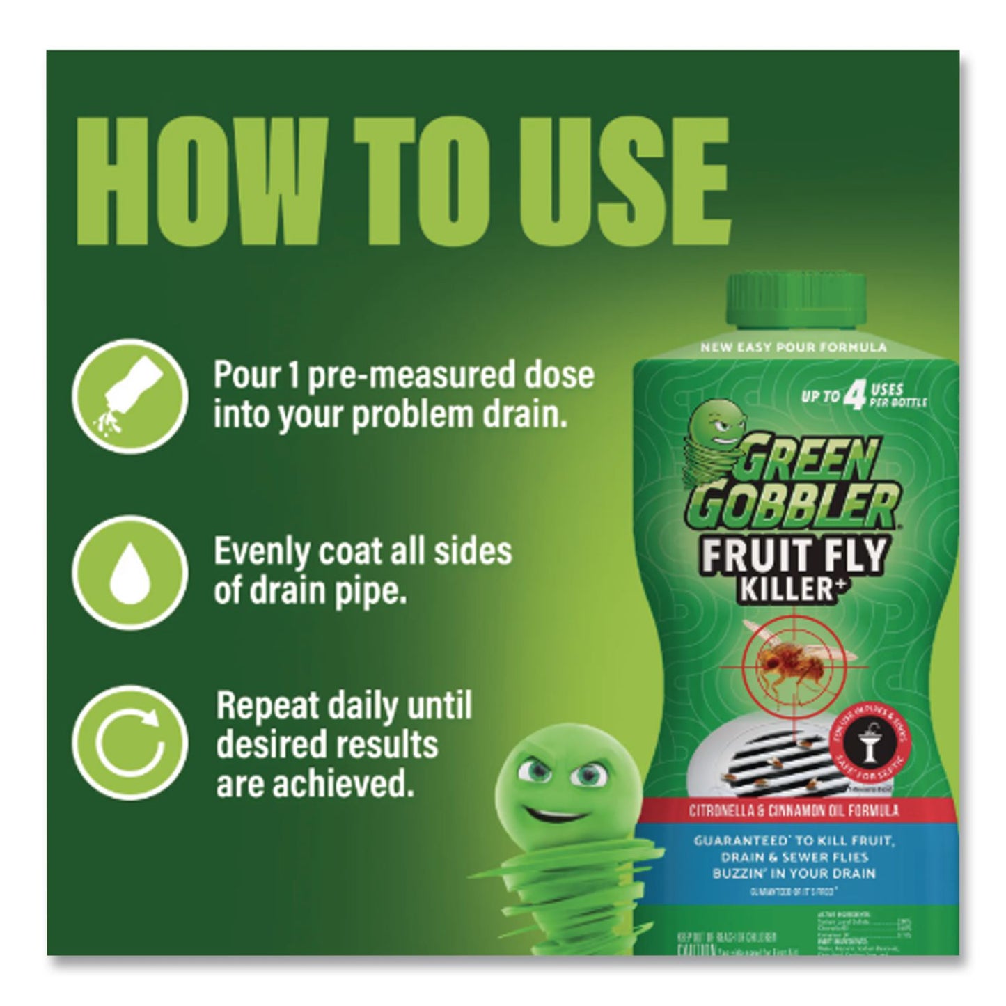 WEIMAN® Green Gobbler Fruit Fly Killer, 32 oz Bottle (WMNG8732J)