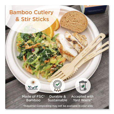 World Centric® Bamboo Cutlery, Medium Heavyweight, Fork, Paper, Natural, 24/Pack (WORFOBBR)