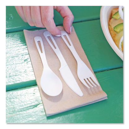 World Centric® TPLA Cutlery, Medium Heavyweight, Fork/Knife/Spoon, Plastic, Light Beige, 24/Pack (WORASPSR)