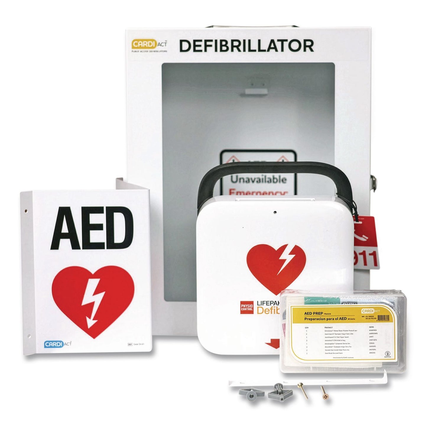 CARDIACT™ LIFEPAK CR2 Fully-Automatic, Cellular, English/Spanish. Handle, Standard Cabinet (AOHCAP9CR2)