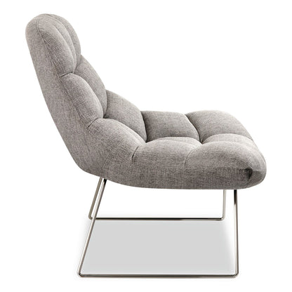 Adesso Bartlett Fabric Accent Chair, 40" x 33" x 33", Light Gray Seat, Light Gray Back, Silver Base (ADEGR200403)