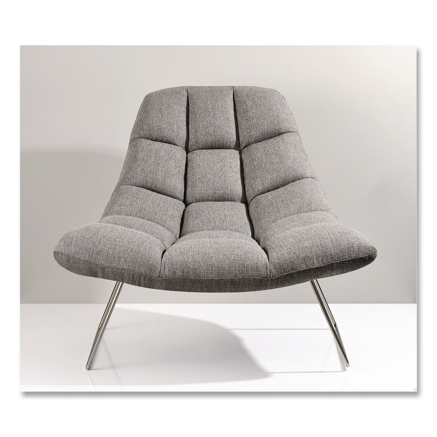 Adesso Bartlett Fabric Accent Chair, 40" x 33" x 33", Light Gray Seat, Light Gray Back, Silver Base (ADEGR200403)
