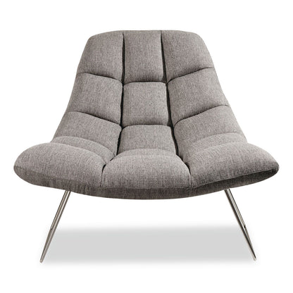 Adesso Bartlett Fabric Accent Chair, 40" x 33" x 33", Light Gray Seat, Light Gray Back, Silver Base (ADEGR200403)