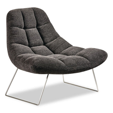 Adesso Bartlett Fabric Accent Chair, 40" x 33" x 33", Dark Gray Seat, Dark Gray Back, Silver Base (ADEGR200410)