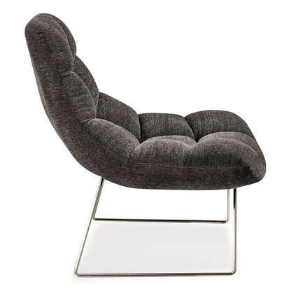 Adesso Bartlett Fabric Accent Chair, 40" x 33" x 33", Dark Gray Seat, Dark Gray Back, Silver Base (ADEGR200410)