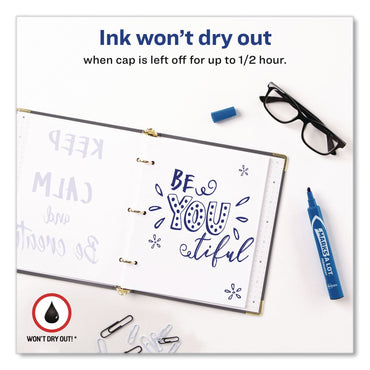 Avery® MARKS A LOT Large Desk-Style Permanent Marker, Broad Chisel Tip, Blue (AVE08886EA)