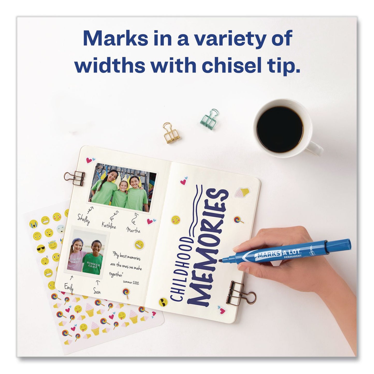 Avery® MARKS A LOT Large Desk-Style Permanent Marker, Broad Chisel Tip, Blue (AVE08886EA)