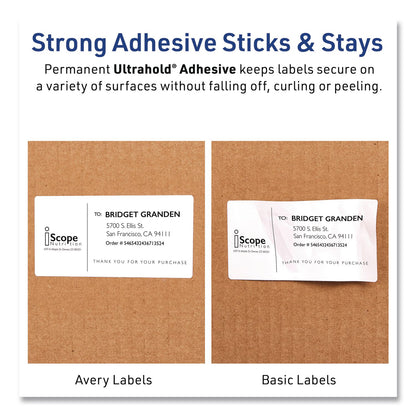 Avery® Waterproof Film Address Labels with Sure Feed Technology, Laser Printers, 2 x 4, White, 10 Labels/Sheet, 10 Sheets/Pack (AVE15513EA)