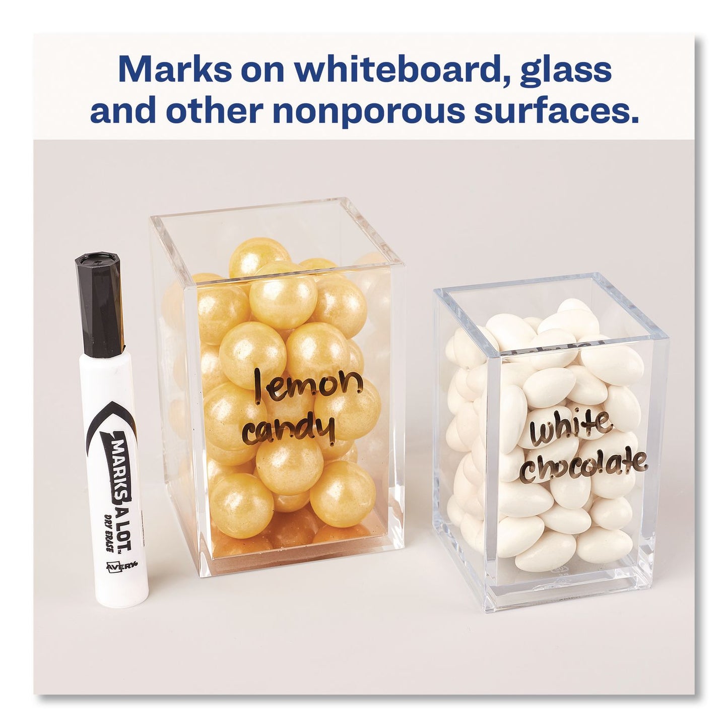 Avery® MARKS A LOT Desk-Style Dry Erase Markers, Broad Chisel Tip, Blue, Dozen (AVE24406DZ)