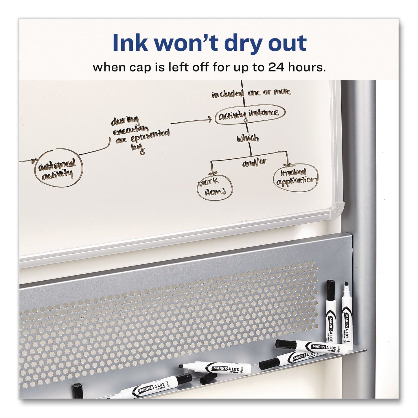 Avery® MARKS A LOT Desk-Style Dry Erase Markers, Broad Chisel Tip, Blue, Dozen (AVE24406DZ)