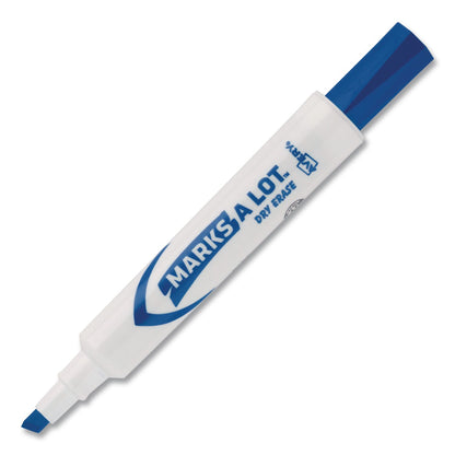 Avery® MARKS A LOT Desk-Style Dry Erase Markers, Broad Chisel Tip, Blue, Dozen (AVE24406DZ)