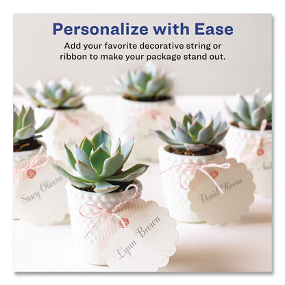 Avery® Printable Scallop Round Gift Tags, Inkjet/Laser Printers, 2.5" dia, White, 9/Sheet, 10 Sheets/Pack (AVE80511)