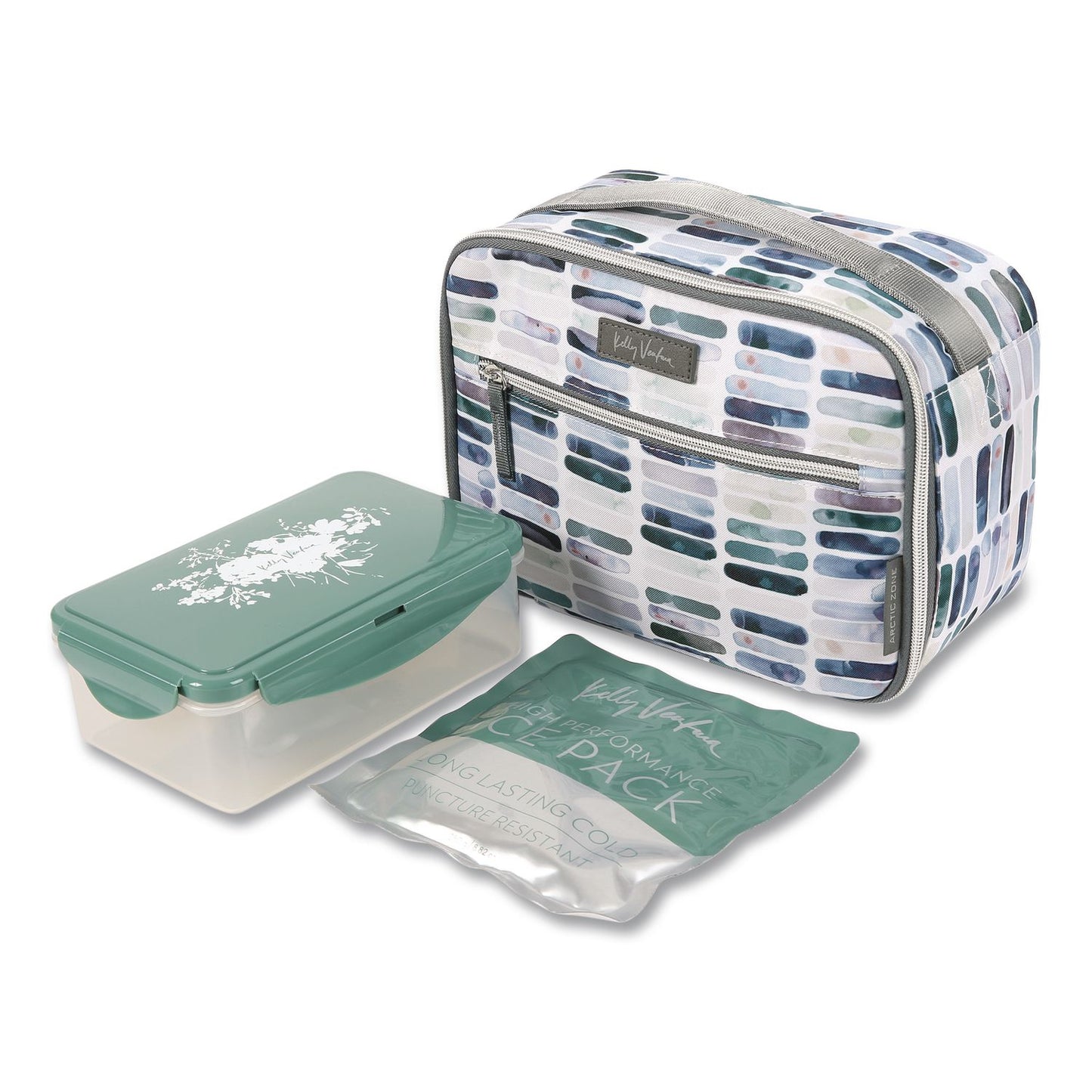 Arctic Zone® Kelly Ventura Iris Insulated Lunch Box, 10.04" x 4.72" x 7.87", Ocean Stripe (AZN10003577)