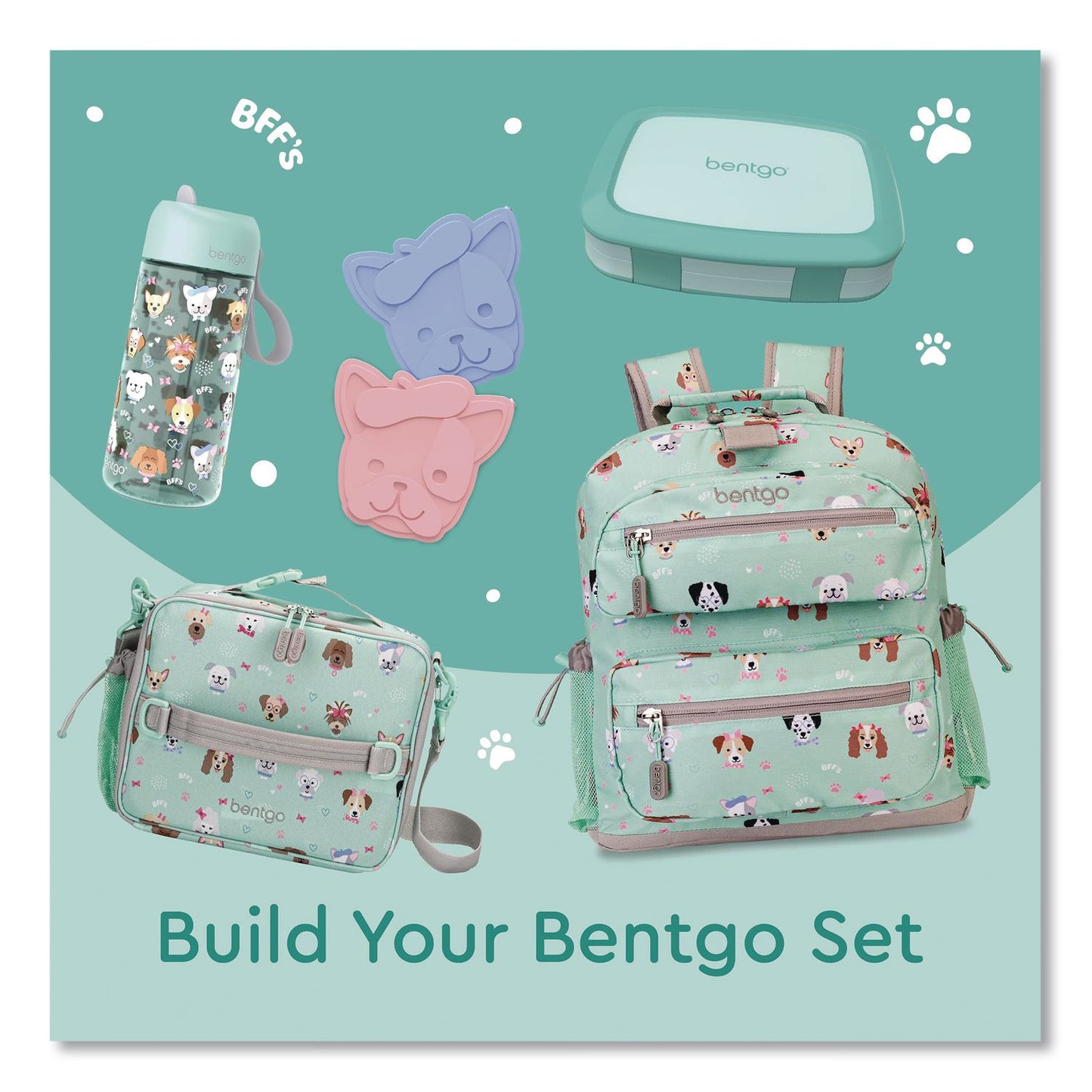 bentgo® Buddies Kids Ice Packs, Puppies, Assorted Colors, 4/Pack (BEOBGICEPPY)