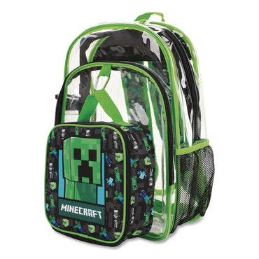 Bioworld® Minecraft Clear 5-Piece Backpack Set, 12 x 5 x 16, Clear/Multicolor (BWRB1Y6Q2SMNCPP)
