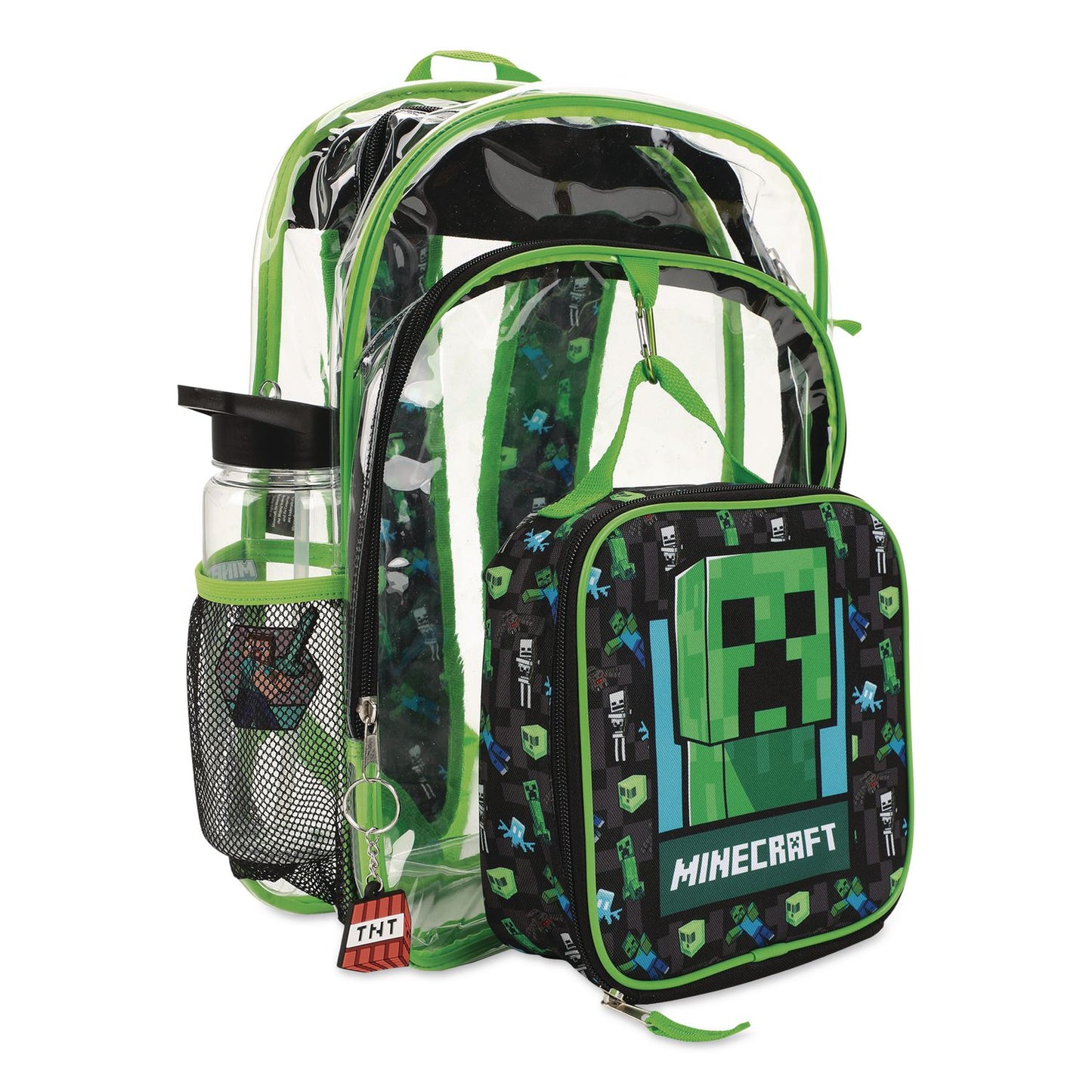 Bioworld® Minecraft Clear 5-Piece Backpack Set, 12 x 5 x 16, Clear/Multicolor (BWRB1Y6Q2SMNCPP)