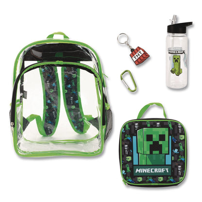 Bioworld® Minecraft Clear 5-Piece Backpack Set, 12 x 5 x 16, Clear/Multicolor (BWRB1Y6Q2SMNCPP)