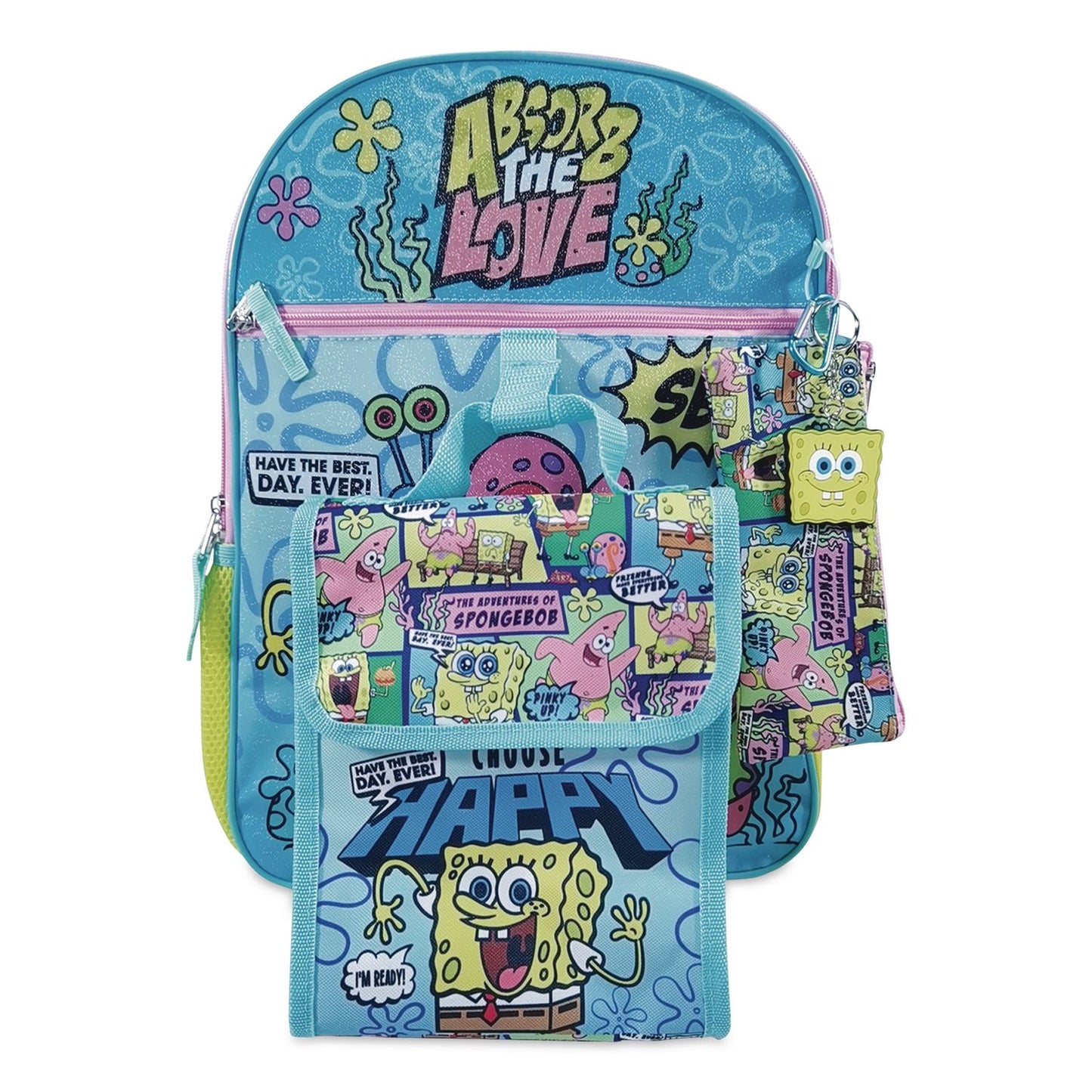 Bioworld® Spongebob 5-Piece Backpack Set, 12 x 5 x 16, Multicolor (BWRB1Y8LAQSPOIR)
