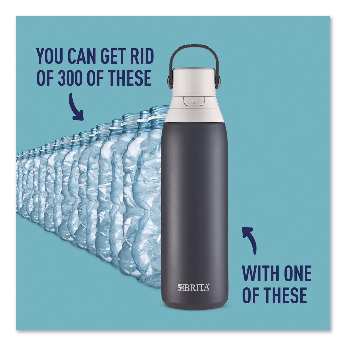 Brita® Stainless Steel Filtered Water Bottle. 20 oz, Carbon (CLO36447)