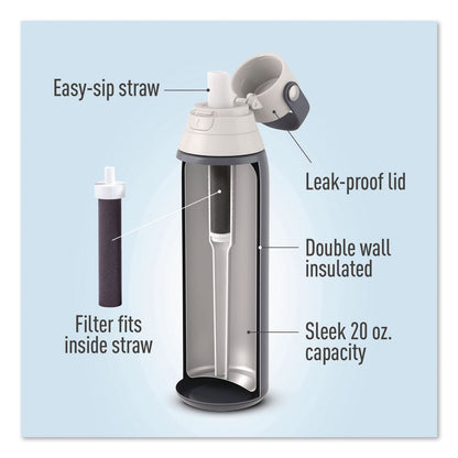 Brita® Stainless Steel Filtered Water Bottle. 20 oz, Carbon (CLO36447)