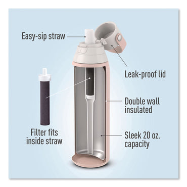 Brita® Stainless Steel Filtered Water Bottle, 20 oz, Rose (CLO36452)