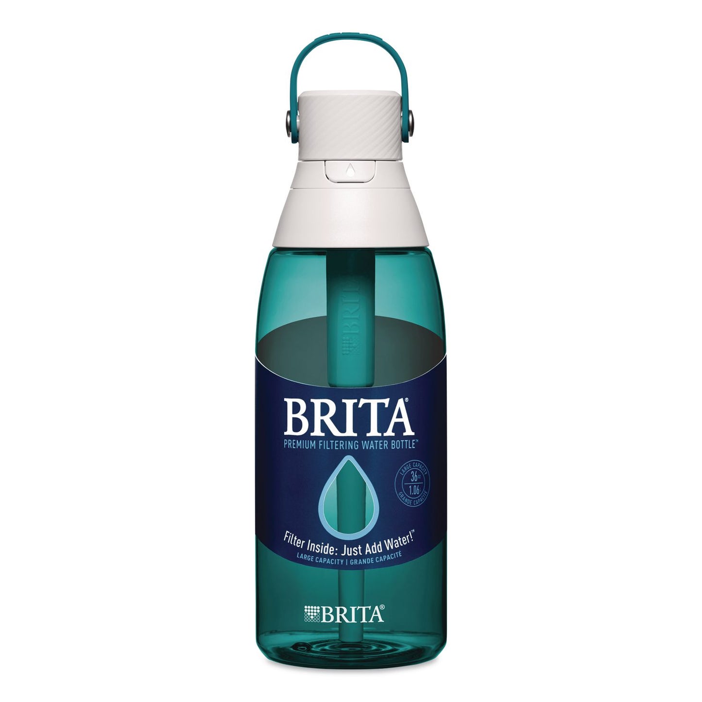 Brita® Plastic Filtered Water Bottle, 36 oz, Sea Glass (CLO36524)