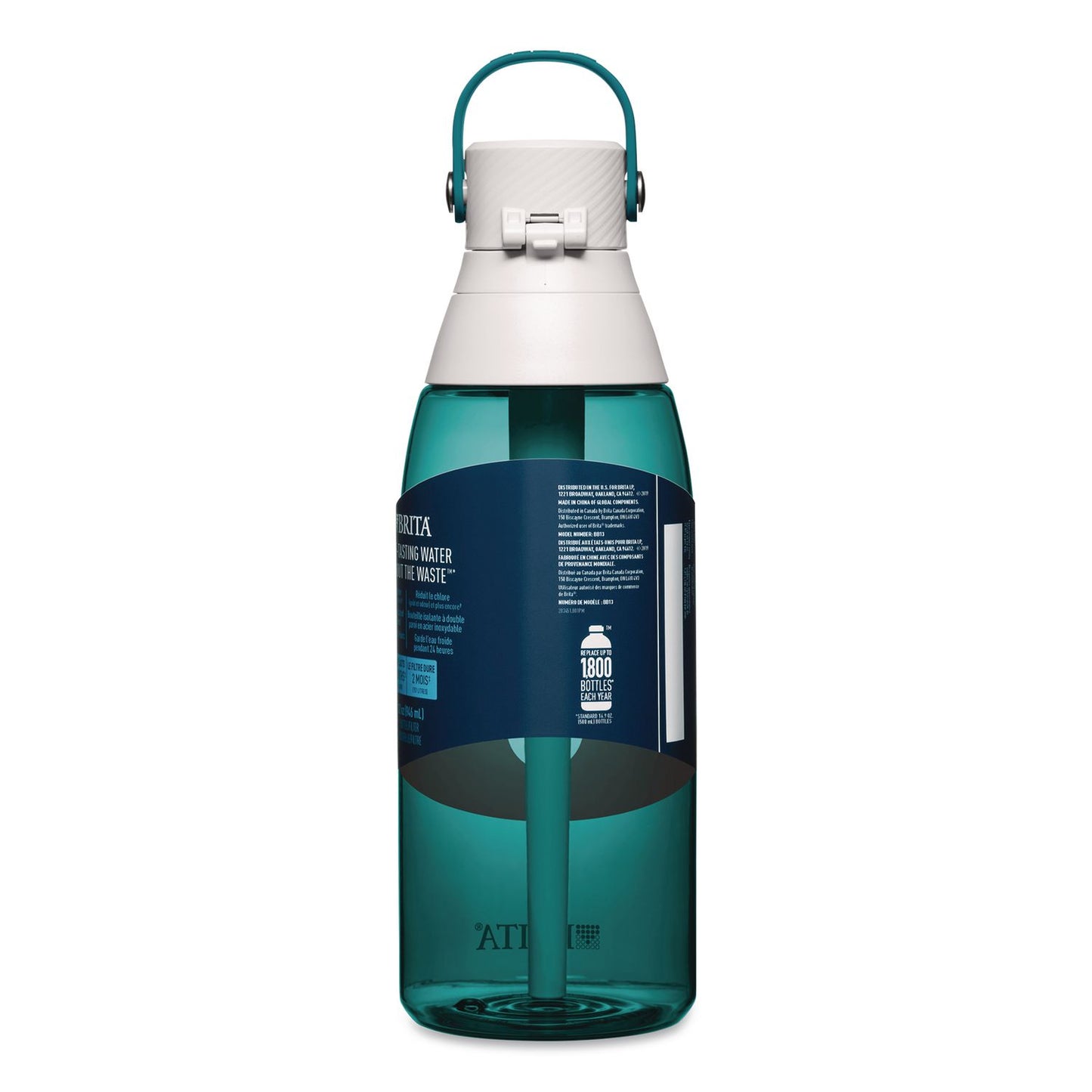 Brita® Plastic Filtered Water Bottle, 36 oz, Sea Glass (CLO36524)