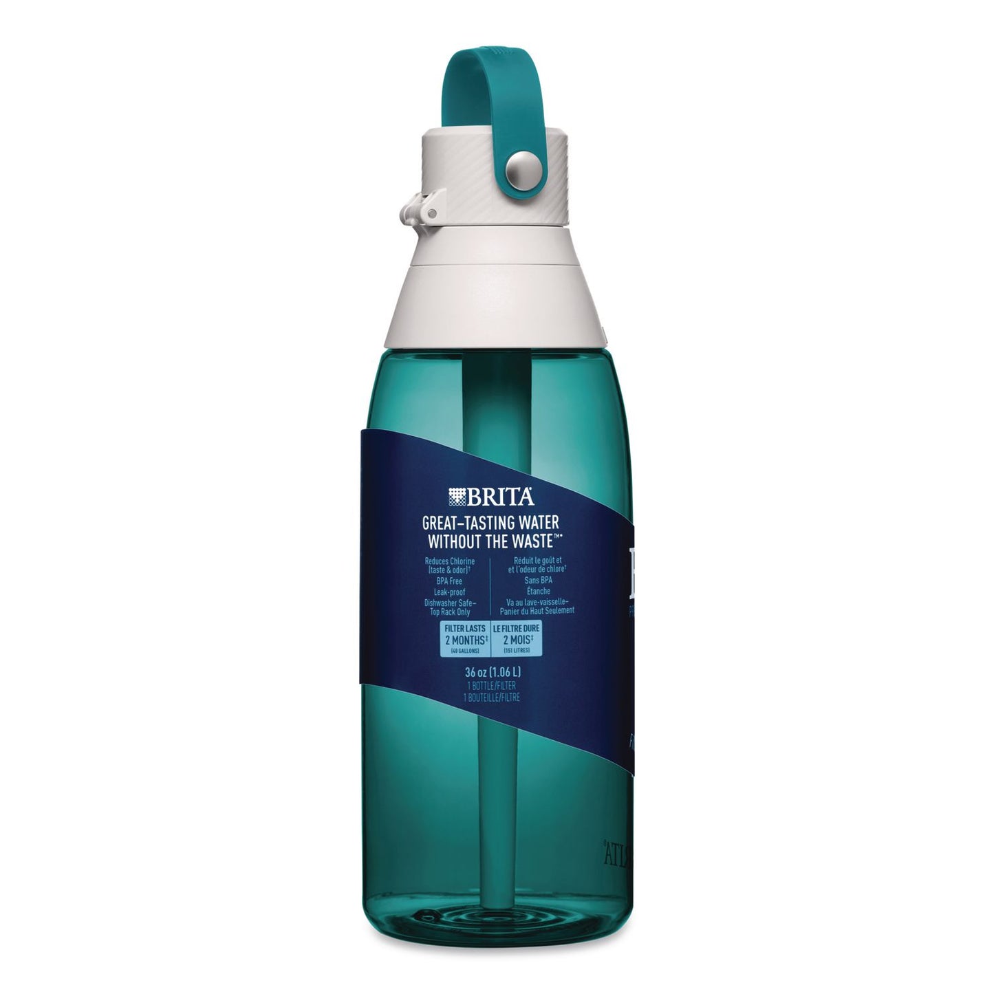 Brita® Plastic Filtered Water Bottle, 36 oz, Sea Glass (CLO36524)
