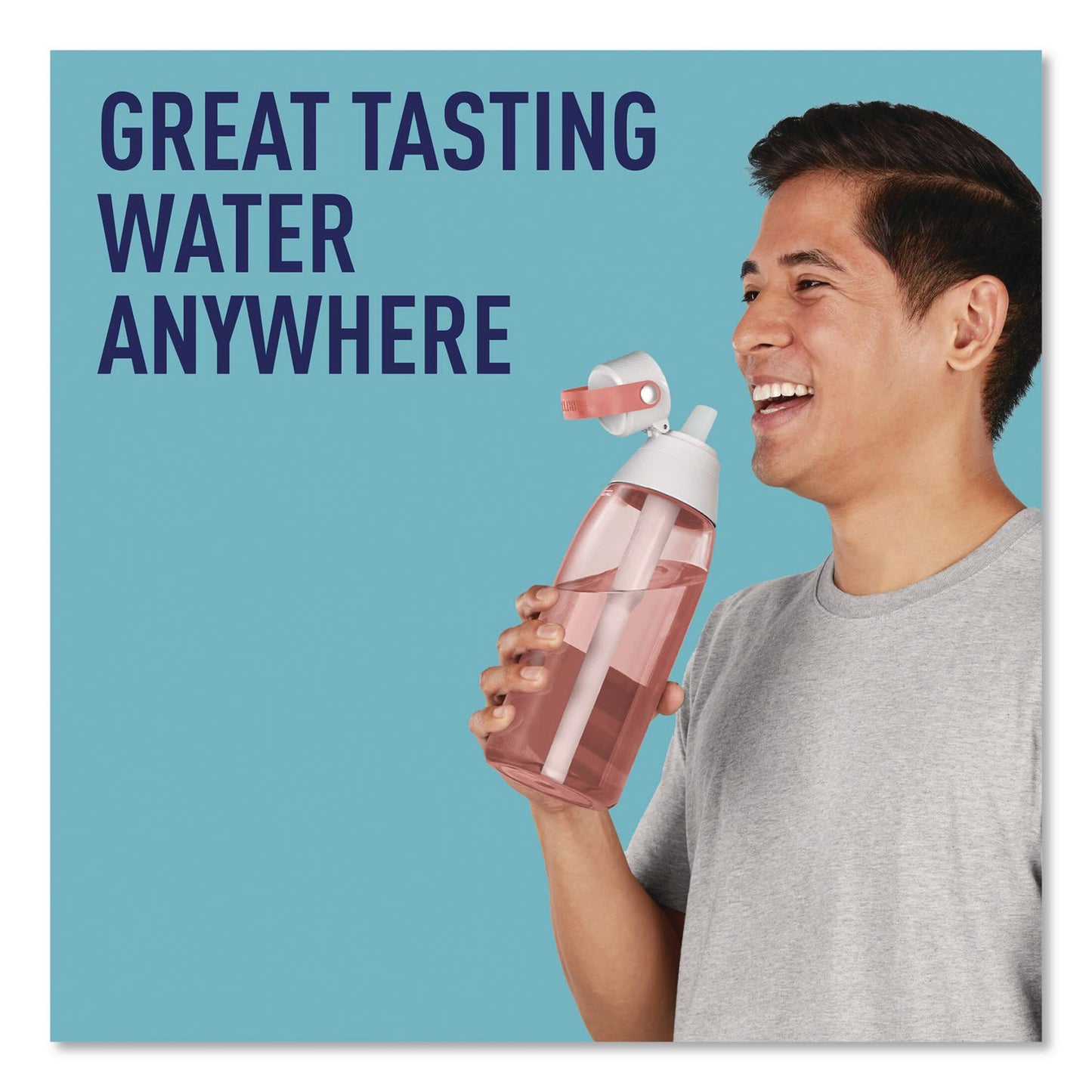Brita® Plastic Filtered Water Bottle, 36 oz, Blush (CLO36525)