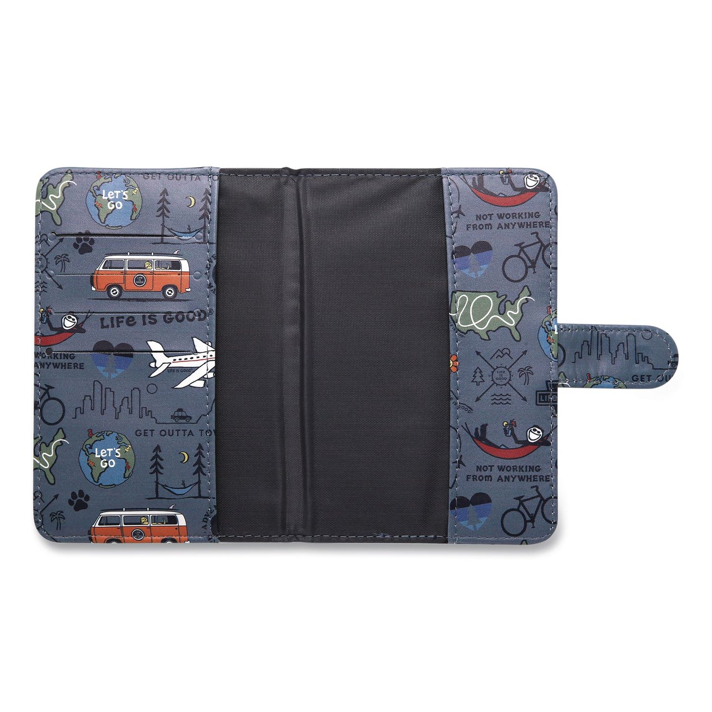 Life Is Good® Passport Cover, 4.25 x 5.87, Vegan Leather, Multicolor Travel Print (LGDLNPW0001)