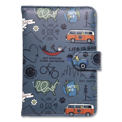 Life Is Good® Passport Cover, 4.25 x 5.87, Vegan Leather, Multicolor Travel Print (LGDLNPW0001)