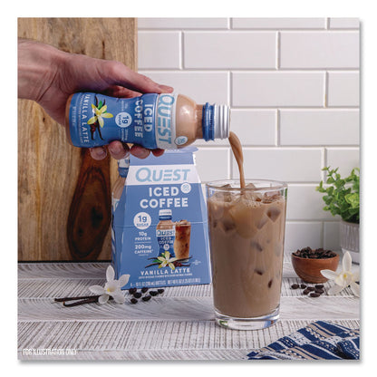 Quest® Iced Coffee, Vanilla Latte, 10 oz Bottle, 12/Carton (QCCQUN14436)