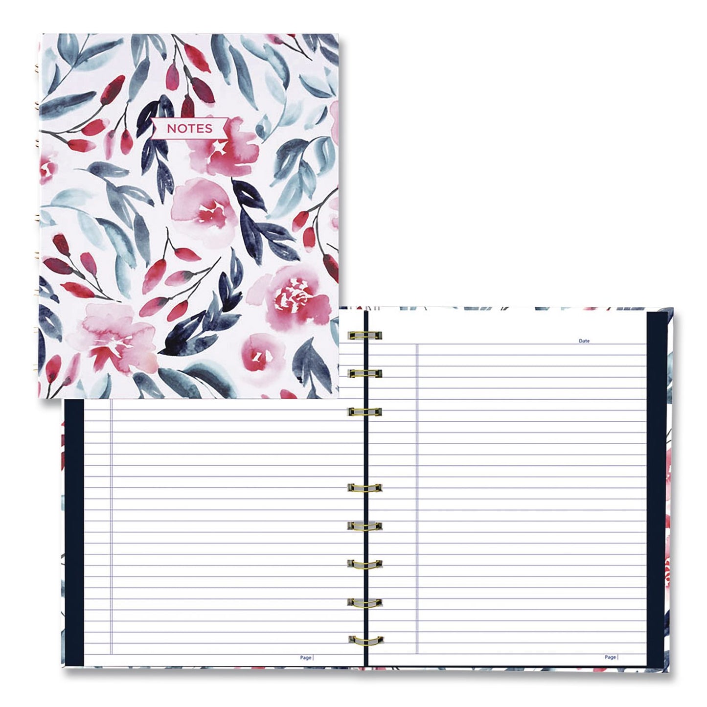 Blueline® NotePro Fashion Hard Cover Notebook, 1-Subject, Medium/College Rule, Tranquil Blooms Cover, (96) 9.25 x 7.25 Sheets (REDA9C01)